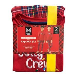Member's Mark Kids Holiday Family Sleep Pajama Set, 2-Piece, Unisex - Red
